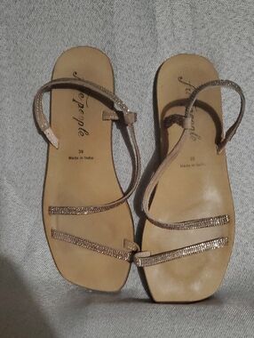 Free People Metallic Tan Strappy Sandals